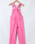 Hot Pink Distressed Overalls