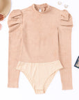 Suede bubble sleeve Bodysuit