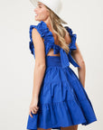 Blue Poplin Ruffle Dress