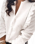 White Quilted Ruffled Blouse -clearance