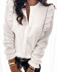 White Quilted Ruffled Blouse -clearance