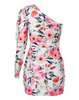 Spring Flowers One Shoulder Dress -clearance