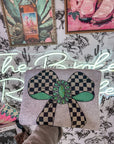 Turquoise check bow sweatshirt