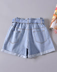 Denim Paper Bag Waist Shorts