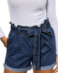 Denim Paper Bag Waist Shorts