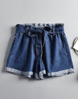 Denim Paper Bag Waist Shorts