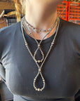 23 inch graduated Sterling Silver Pearls hoop necklace