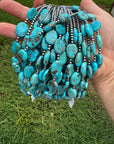 15-Inch Flat Blue Turquoise & Sterling Silver Pearl Choker