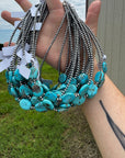 15-Inch Flat Blue Turquoise & Sterling Silver Pearl Choker