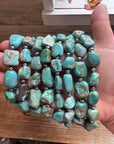 19-Inch Turquoise Nugget Necklace with 4mm Sterling Silver Pearls