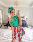 Darling Green Ruffle Bodysuit -clearance