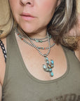 Cactus Turquoise pendant on brass silver