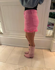 Pink Mid Rise Denim Shorts