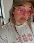 Pink Party Glitter Heart Sunglasses