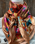 35X35" Tan Big Floral Wild Rag / Scarf WR1021