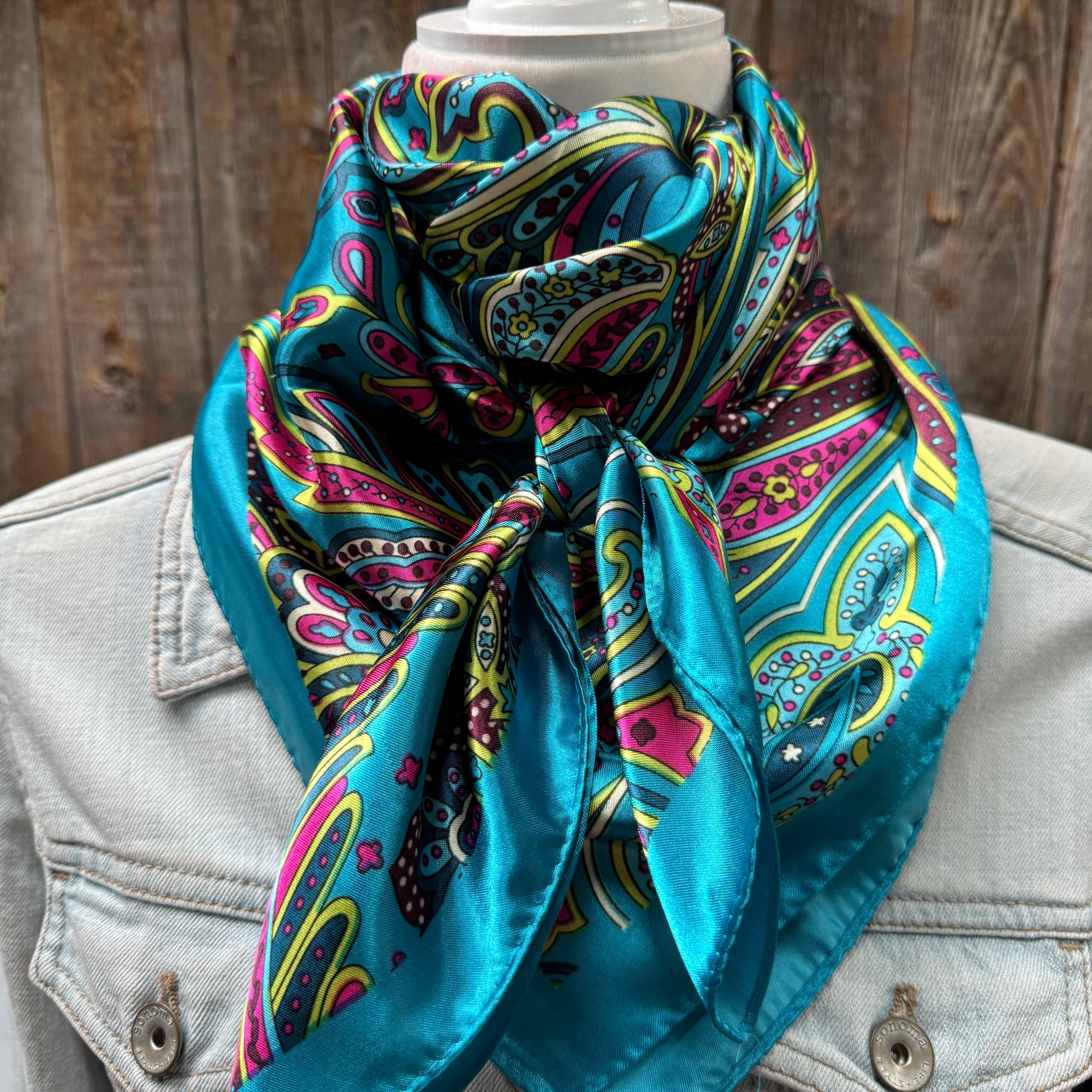 35X35" Blue Fun Floral Wild Rag / Scarf WR1019