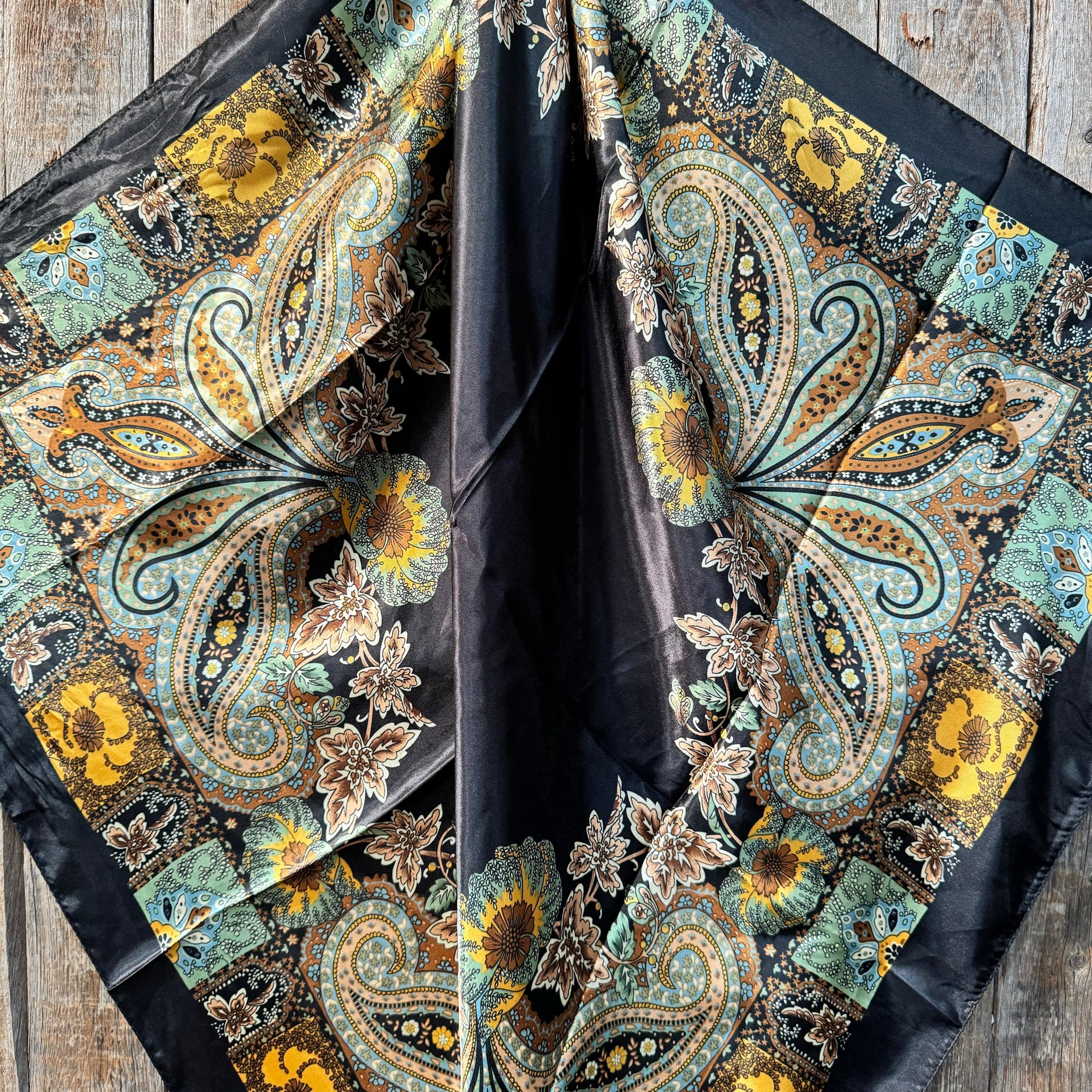 35X35" Golden Rod Paisley Wild Rag / Scarf -W147L Slide WRC3B