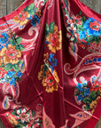 35X35" Red Big Floral Wild Rag / Scarf WR1020