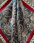 35X35" Navy and Cream Giant Paisley Wild Rag / Scarf WR1026