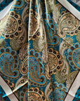 35X35" Teal and Cream Giant Paisley Wild Rag / Scarf WR1027