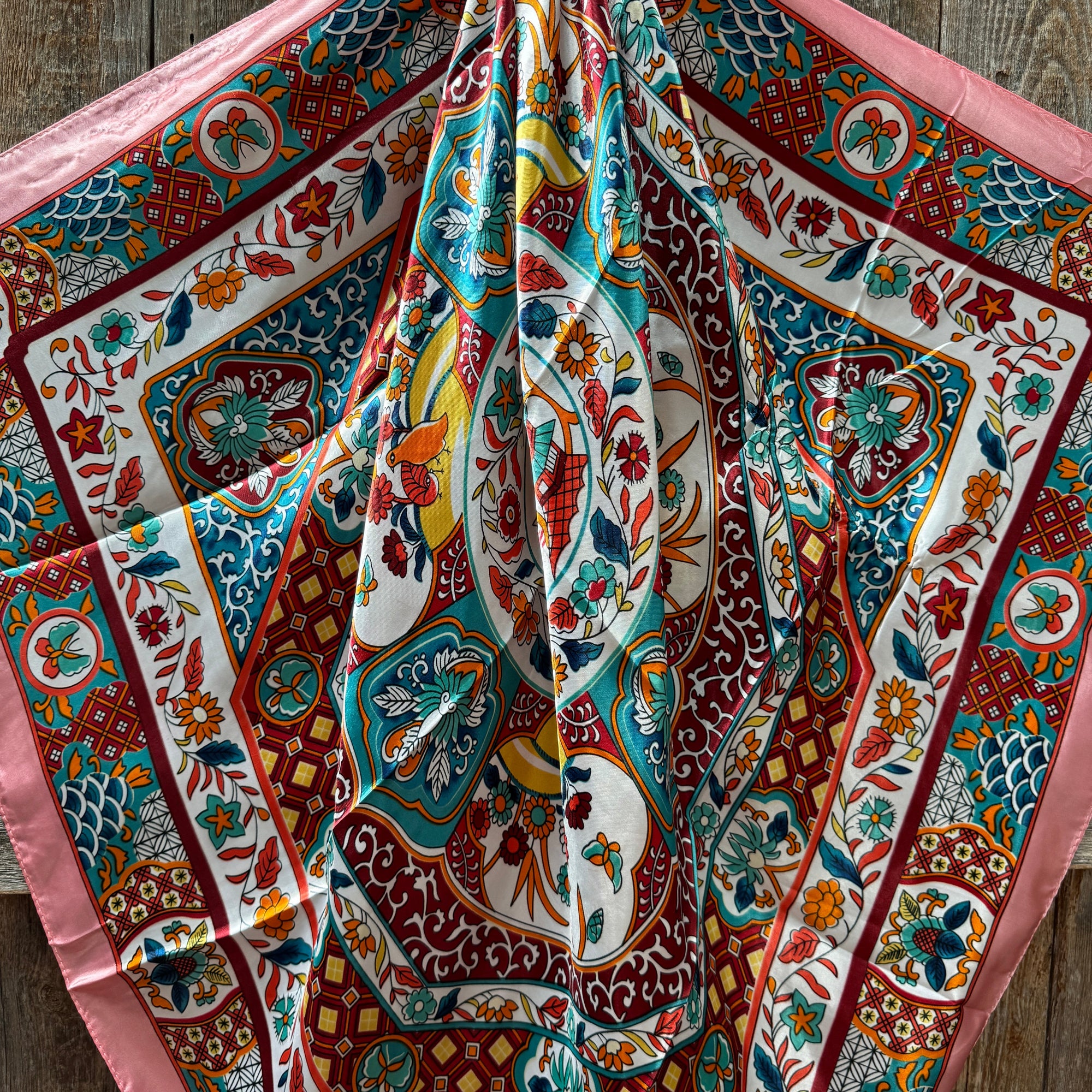 35X35" Pink Multi Pattern Wild Rag / Scarf WR1014