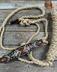 Mule Tape Halter - Leather Buckstitch Noseband - Copper Accents
