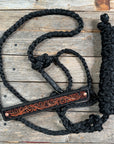 Mule Tape Halter - Leather Buckstitch Noseband - Copper Accents