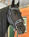 The Harlow Black Patent Snaffle Bridle with Removable Flash