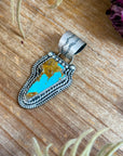 Sterling Silver Kingman Turquoise Lightning Bolt Pendant – Made by Artist Shay Pfeiffer