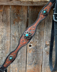 Teal Diamond and Turquoise Flower Browband / One Ear - Breastcollar Tack Set