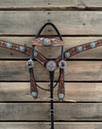 Hand Painted Floral Filigree Browband / One Ear - Breastcollar Tack Set