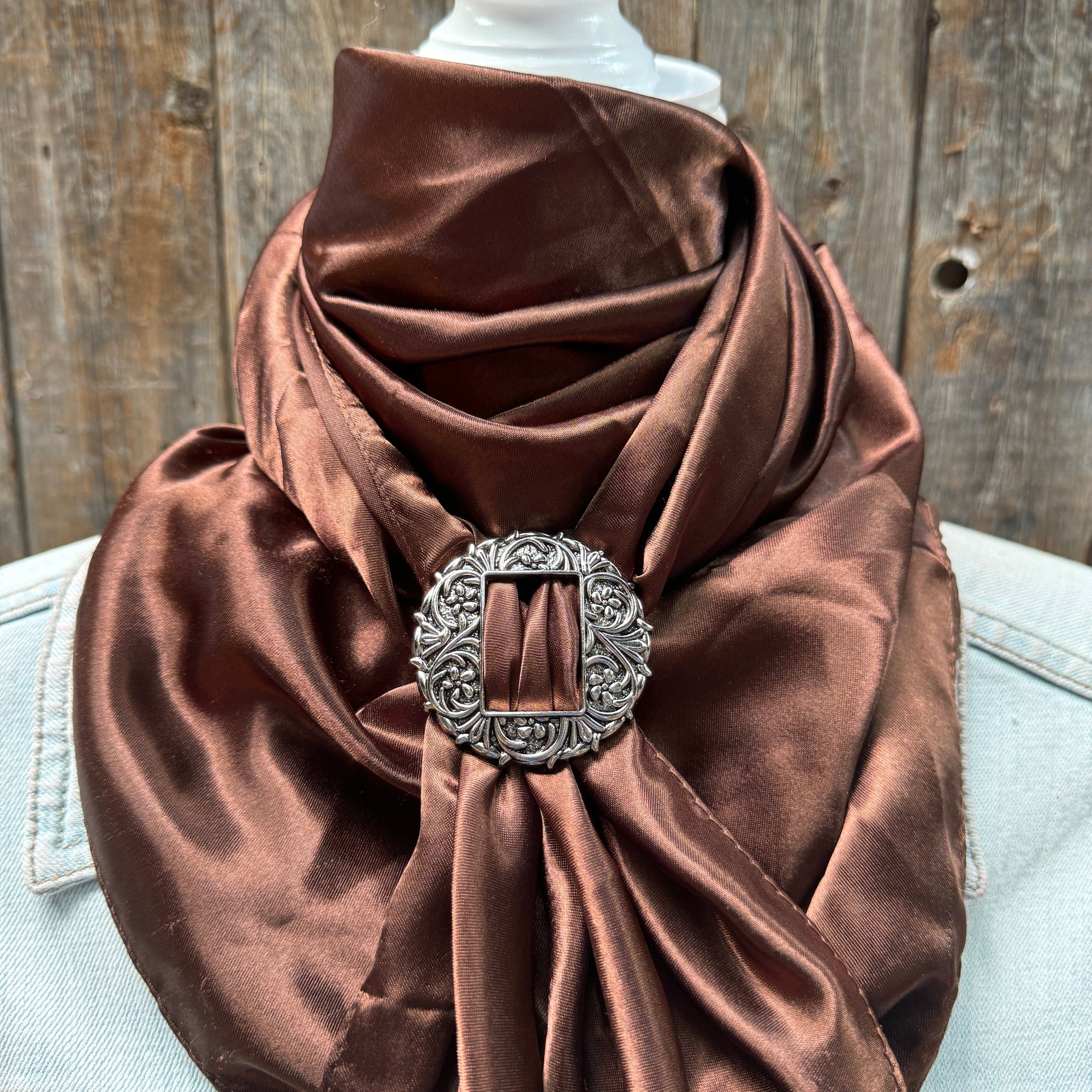 35X35" Solid Brown Wild Rag / Scarf WRS2 - Buckle Wild Rag Slides - Assorted