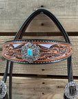 Hand Painted Floral Filigree Browband / One Ear - Breastcollar Tack Set