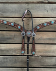 Hand Painted Floral Filigree Browband / One Ear - Breastcollar Tack Set
