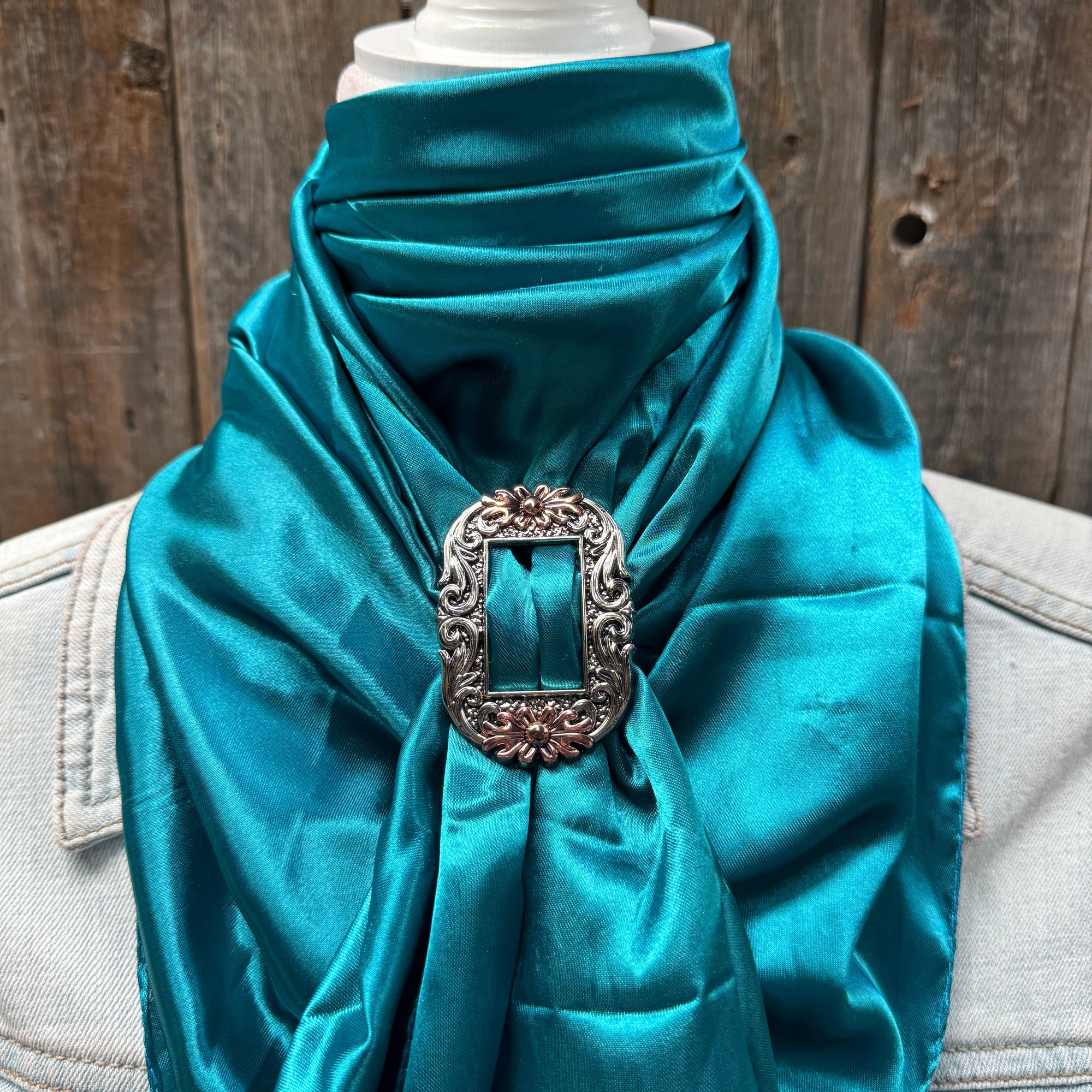 35X35" Solid Teal Wild Rag / Scarf WRS5 - Buckle Wild Rag Slides - Assorted