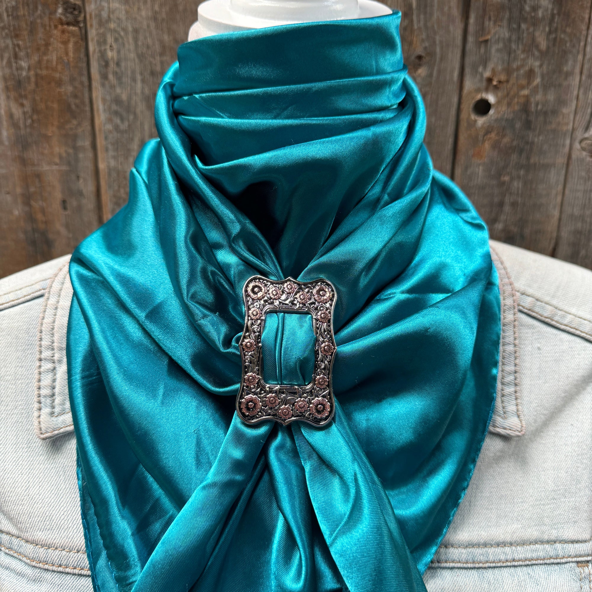 35X35" Solid Teal Wild Rag / Scarf WRS5 - Buckle Wild Rag Slides - Assorted