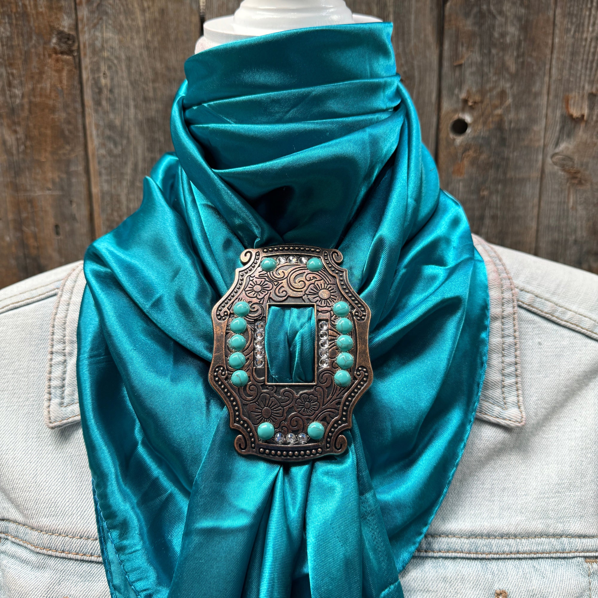 35X35" Solid Teal Wild Rag / Scarf WRS5 - Buckle Wild Rag Slides - Assorted