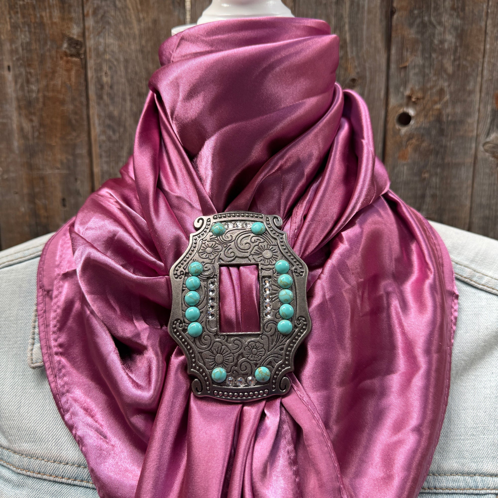 35X35" Solid Rose Wild Rag / Scarf WRS6 - Buckle Wild Rag Slides - Assorted