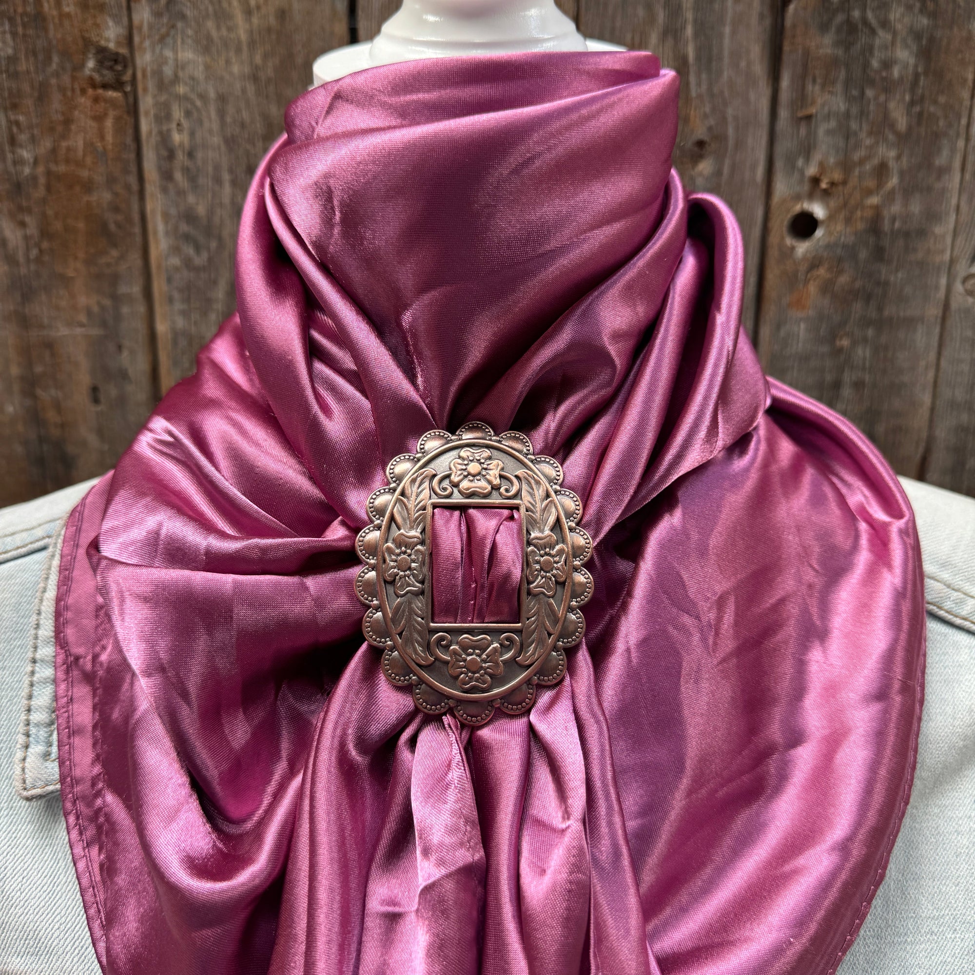 35X35" Solid Rose Wild Rag / Scarf WRS6 - Buckle Wild Rag Slides - Assorted