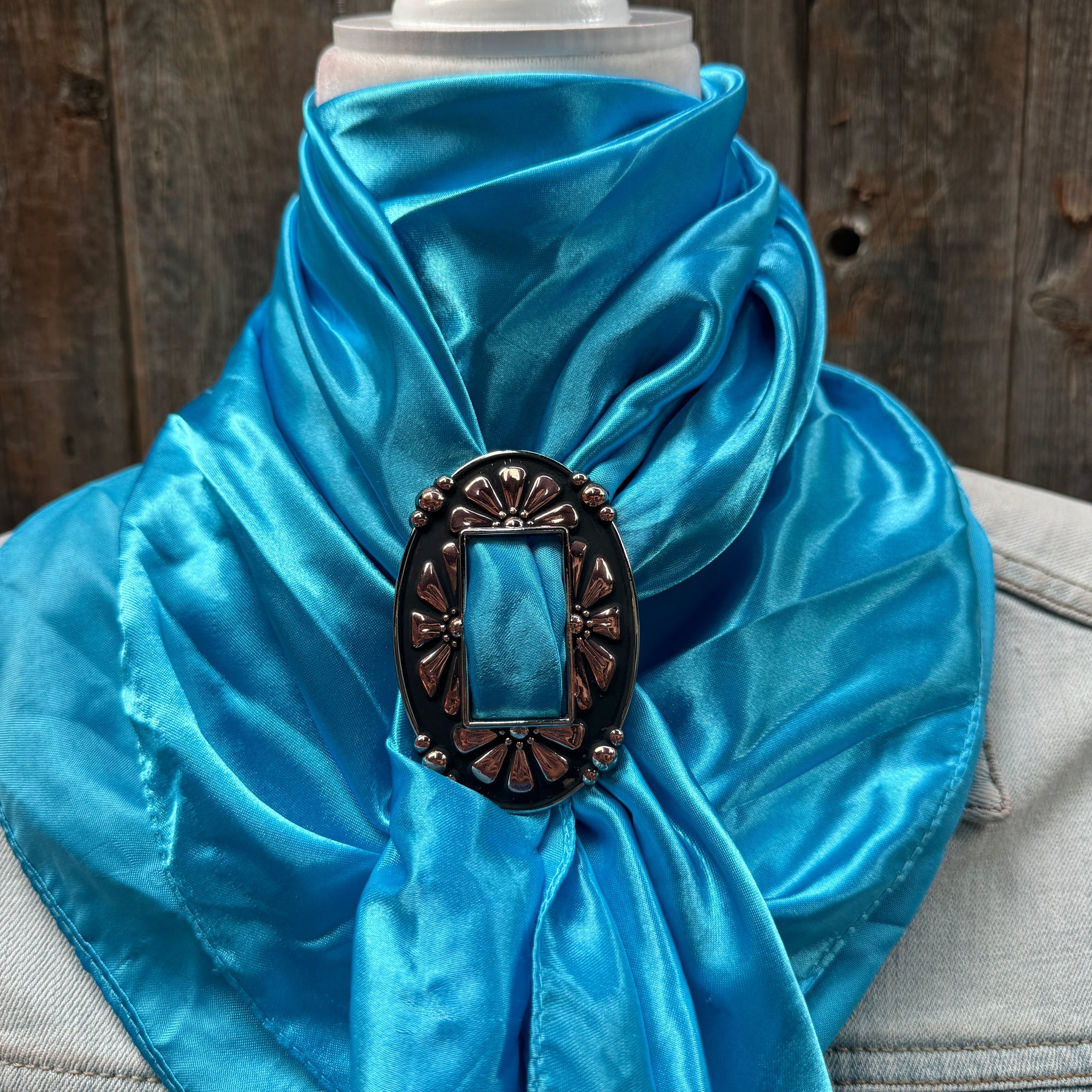 35X35" Solid Aqua Wild Rag / Scarf WRS8 - Buckle Wild Rag Slides - Assorted