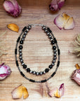 Black Onyx & Sterling Silver Pearl Choker – 14”
