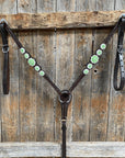 Dark Oil Floral Neon Green Browband / One Ear Tack Set