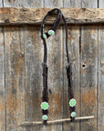 Dark Oil Floral Neon Green Browband / One Ear Tack Set