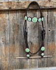 Dark Oil Floral Neon Green Browband / One Ear Tack Set