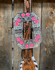 Light Oil Whipstitch Neon and White One Ear/ Breastcollar Tack Set