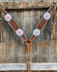 Light Oil Whipstitch Neon and White One Ear/ Breastcollar Tack Set