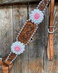 Light Oil Whipstitch Neon and White One Ear/ Breastcollar Tack Set