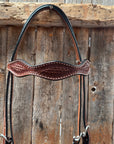 Basketweave Medium Oil Browband Draft Headstall / Bridle