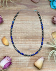 Lapis & Sterling Silver Saucer Necklace – 16” + Extender – 6 mm Lapis