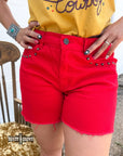 RED- Shenandoah Stud Shorts